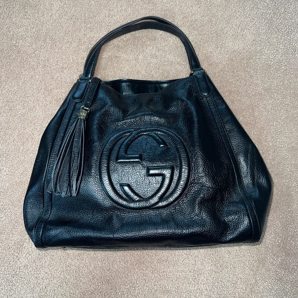 Gucci Interlocking G Soho Large Tote Bag in Black Leather - Picture 1 of 10